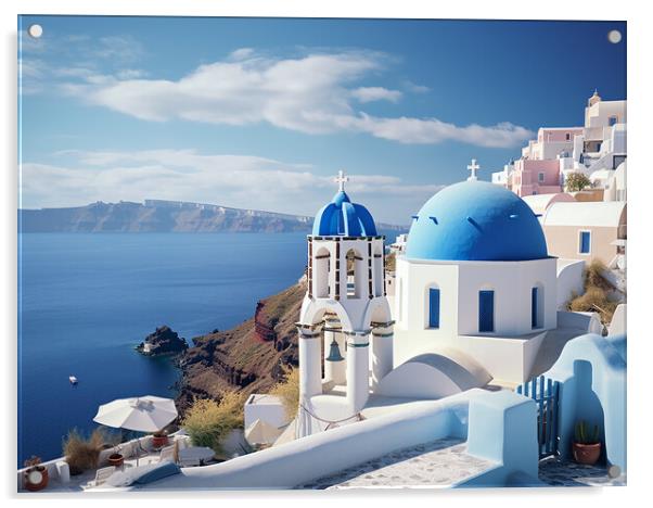 Santorini Greece Acrylic by Steve Smith