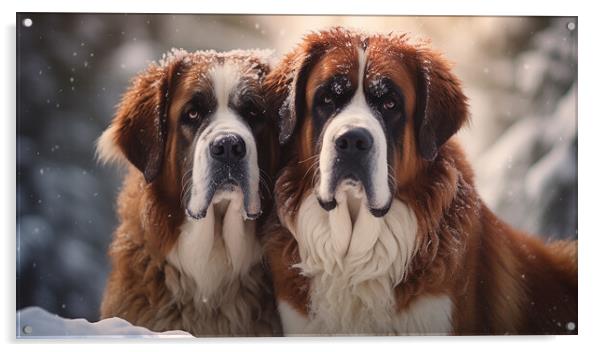 St Bernard Dogs Acrylic by Steve Smith