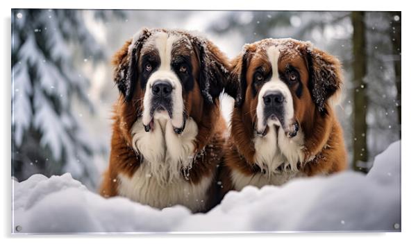 St Bernard Dogs Acrylic by Steve Smith