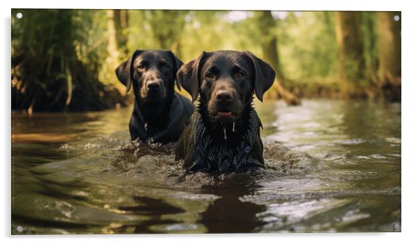 Black Labradors Acrylic by Steve Smith