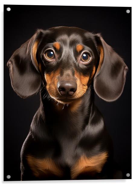 Minature Short Haired Dachshund Acrylic by Steve Smith