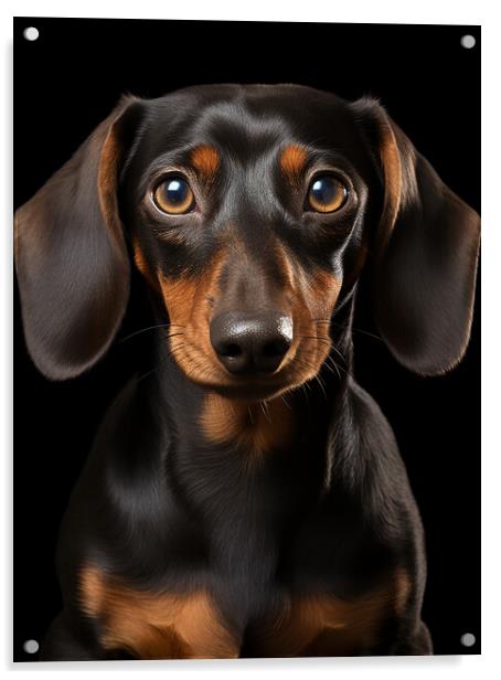 Minature Short Haired Dachshund Acrylic by Steve Smith