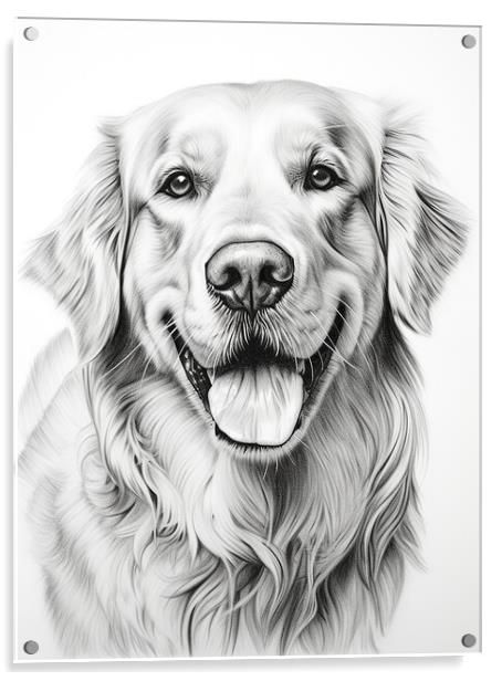 Pencil Drawing Golden Retriever Acrylic by Steve Smith