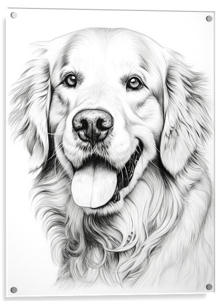 Pencil Drawing Golden Retriever Acrylic by Steve Smith