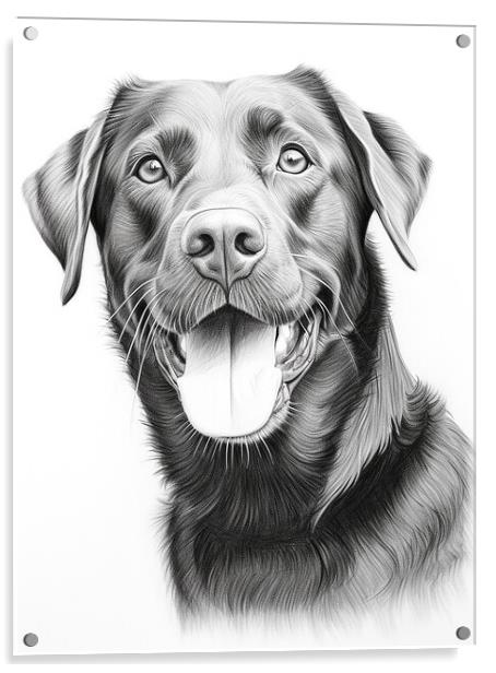Pencil Drawing Black Labrador Acrylic by Steve Smith