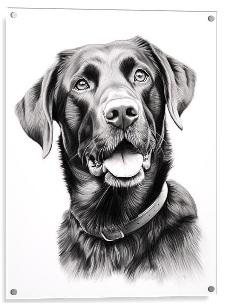 Pencil Drawing Black Labrador Acrylic by Steve Smith