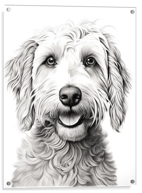 Pencil Drawing Labradoodle Acrylic by Steve Smith