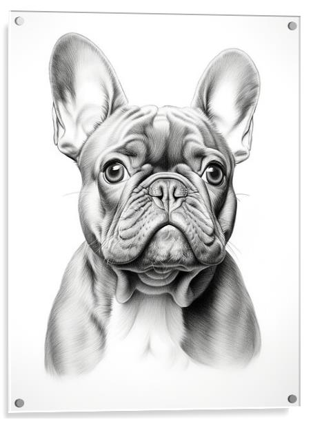 Pencil Drawing French Bulldog Acrylic by Steve Smith