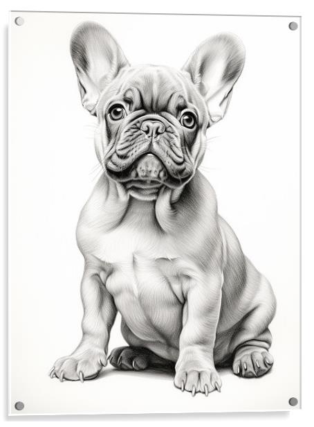 Pencil Drawing French Bulldog Acrylic by Steve Smith
