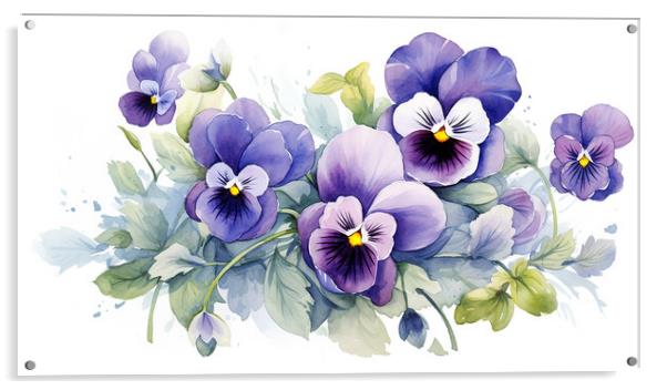 Watercolour Pansies Acrylic by Steve Smith