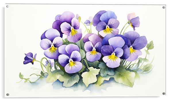 Watercolour Violas Acrylic by Steve Smith