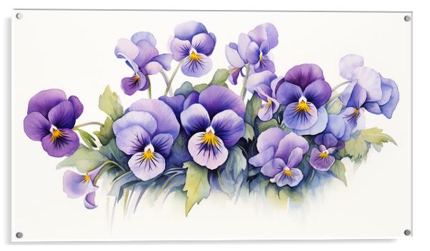 Watercolour Violas Acrylic by Steve Smith