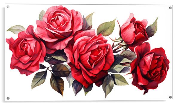 Watercolour Red Roses Acrylic by Steve Smith