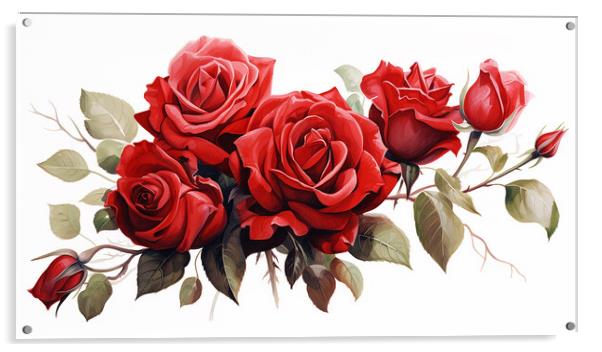 Watercolour Red Roses Acrylic by Steve Smith