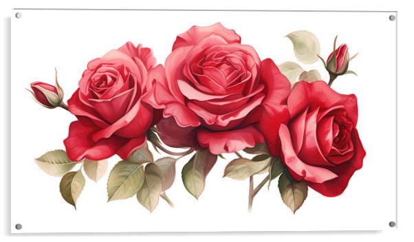 Watercolour Red Roses Acrylic by Steve Smith