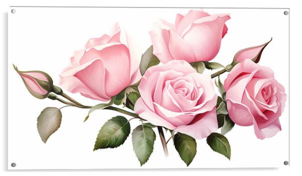 Watercolour Pink Roses Acrylic by Steve Smith