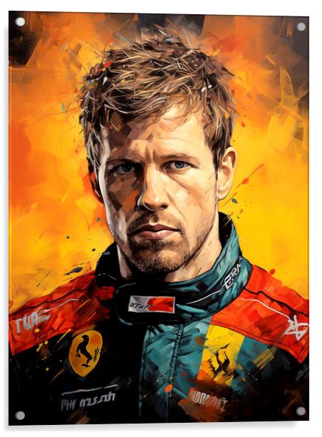 Sebastian Vettel Acrylic by Steve Smith