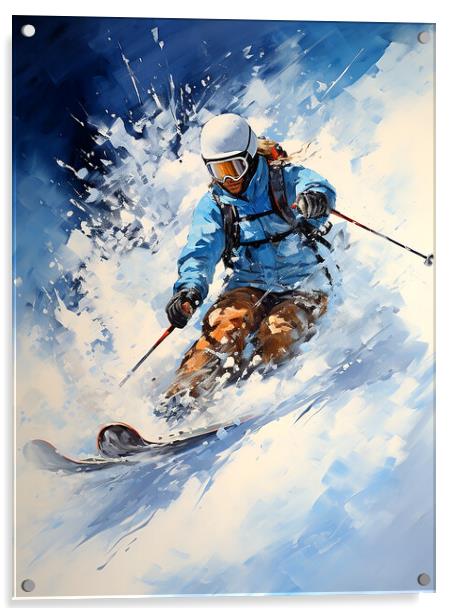 Downhill Skier Acrylic by Steve Smith