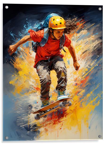 Skate Boarder Acrylic by Steve Smith