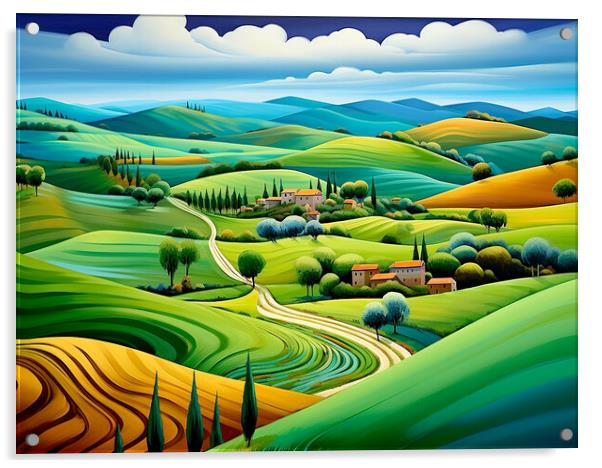 Rolling Hills Of Tuscany Acrylic by Steve Smith