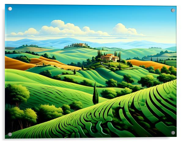 Rolling Hills Of Tuscany Acrylic by Steve Smith