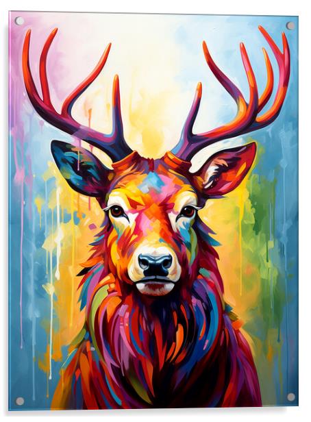 Scottish Stag Portrait Acrylic by Steve Smith