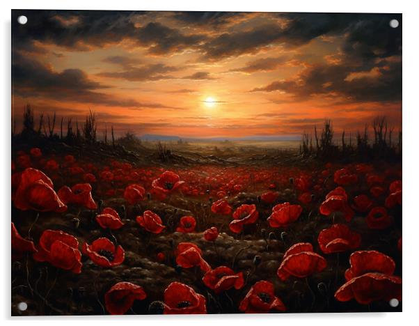 Flanders Field Poppies Acrylic by Steve Smith