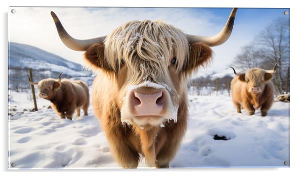 Highland Cows Acrylic by Steve Smith