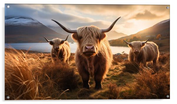 Highland Cows Acrylic by Steve Smith