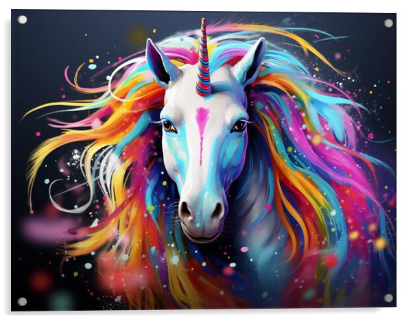 Unicorn Colour Splash Acrylic by Steve Smith
