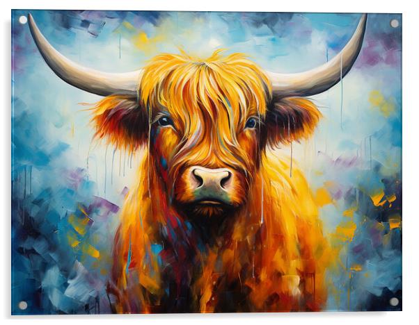 Highland Cow Painting Acrylic by Steve Smith