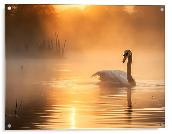 Swan At Sunrise Acrylic by Steve Smith