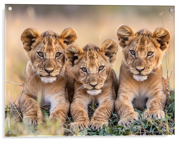 Lion Cubs Acrylic by Steve Smith