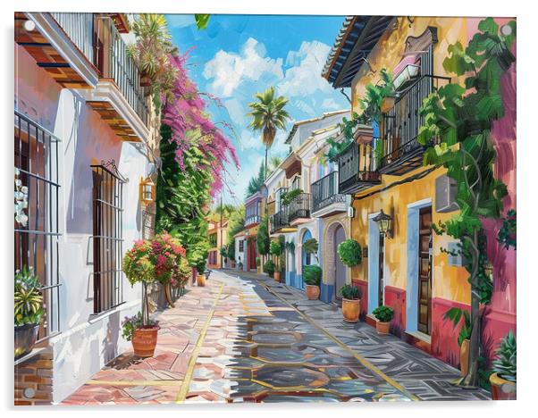 Marbella Old Town Acrylic by Steve Smith