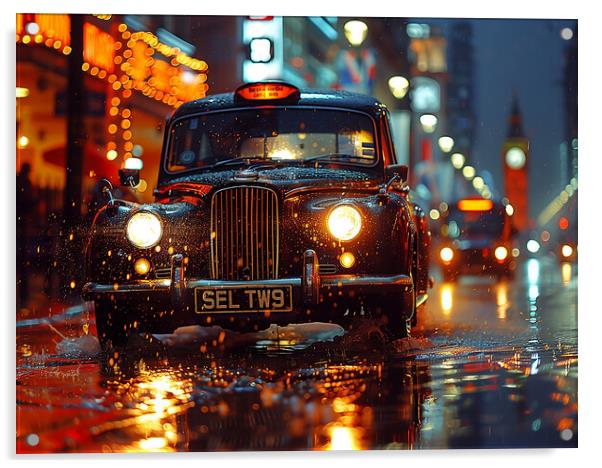 London Black Cab Acrylic by Steve Smith