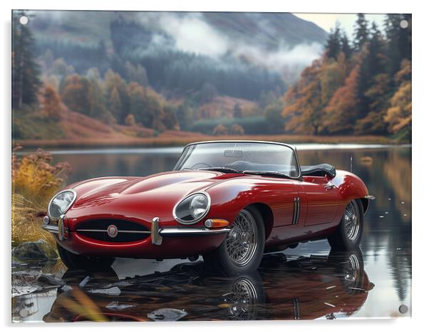 E Type Jaguar Acrylic by Steve Smith