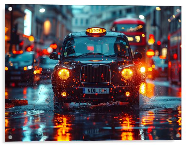 London Black Cab Acrylic by Steve Smith