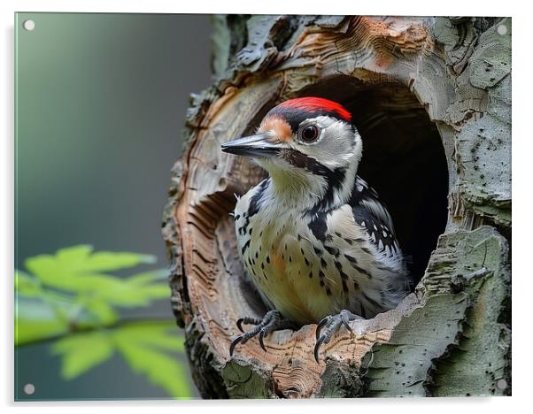 Greated Spotted Woodpecker Acrylic by Steve Smith