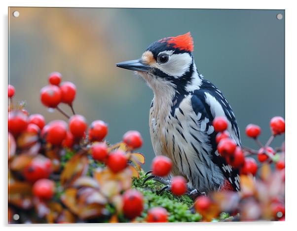 Greated Spotted Woodpecker Acrylic by Steve Smith