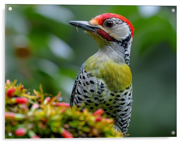 Green Woodpecker Acrylic by Steve Smith