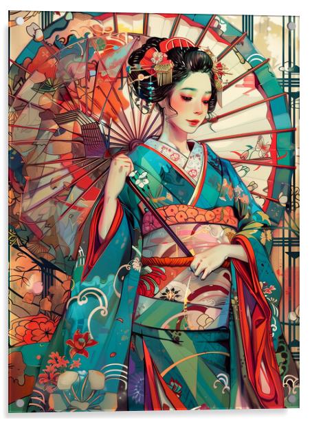Geisha Girl Art Acrylic by Steve Smith