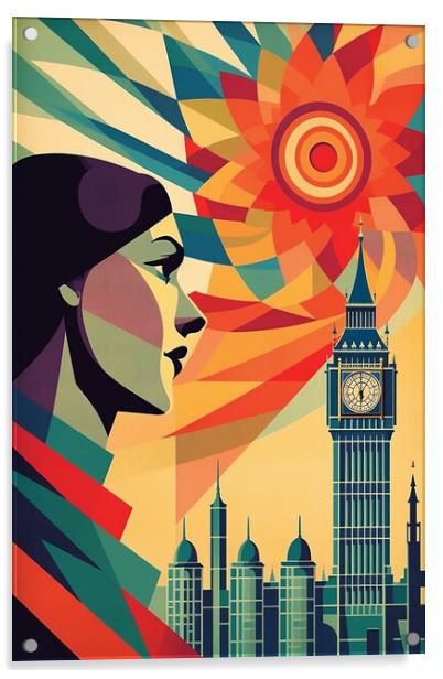 Vintage Travel Poster London Acrylic by Steve Smith