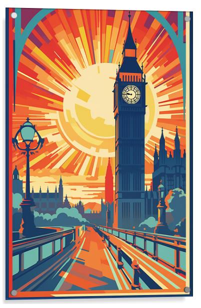 Vintage Travel Poster London Acrylic by Steve Smith