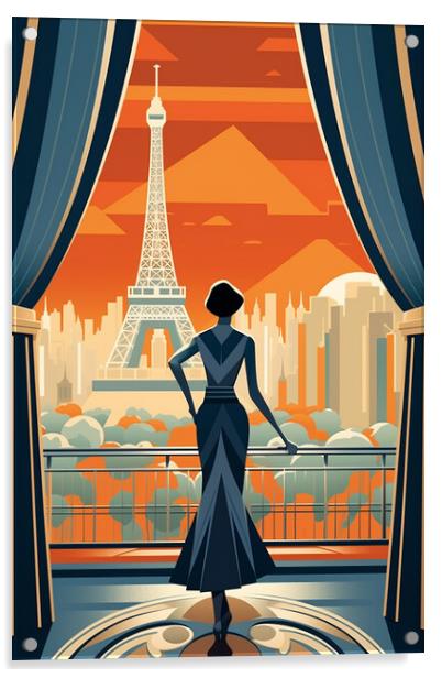 Vintage Travel Poster Paris Acrylic by Steve Smith