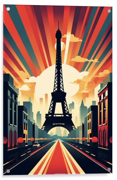 Vintage Travel Poster Paris Acrylic by Steve Smith