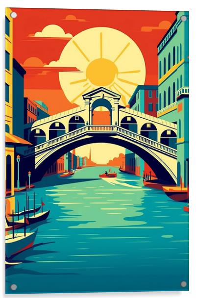 Vintage Travel Poster Venice Acrylic by Steve Smith