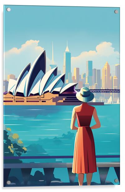 Vintage Travel Poster Sydney Acrylic by Steve Smith