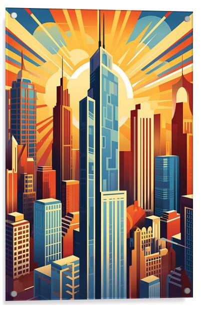 Vintage Travel Poster Chicago Acrylic by Steve Smith