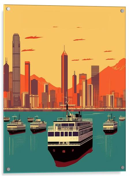 Vintage Travel Poster Hong Kong Acrylic by Steve Smith