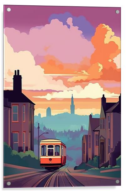 Vintage Travel Poster Edinburgh Acrylic by Steve Smith